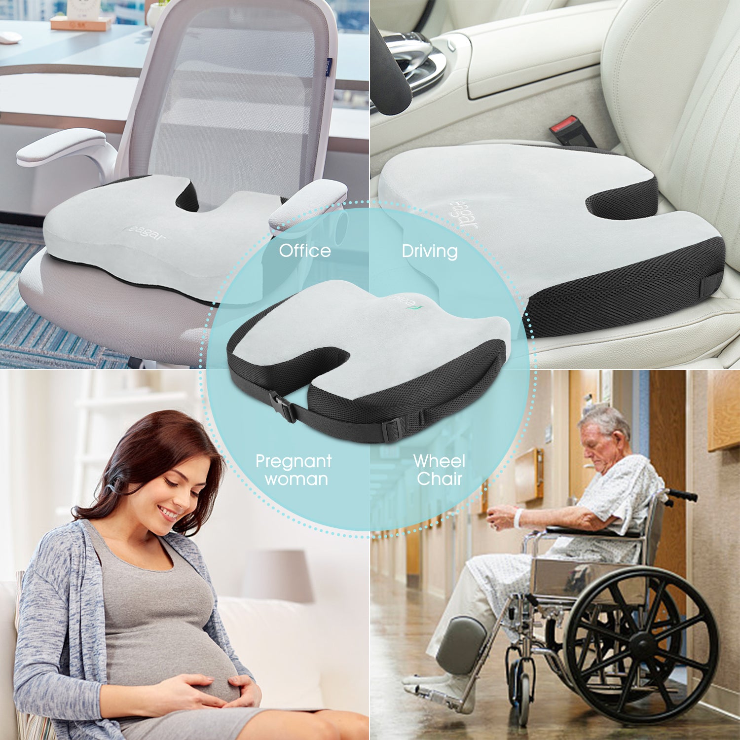 Dickes Memory-Foam-Sitzkissen, orthopädisches Sitzkissen für ältere  Menschen, rutschfester Plüschbezug, Stuhlkissen für Küche, Rollstuhl, Auto